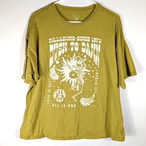 Billabong Graphic T-Shirt M Dust to Dawn Olive Green 100% Cotton Surf Skate Tee
